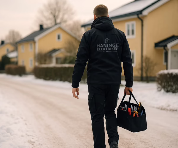 Våra elektriker på väg till kund i Haninge för laddboxinstallation