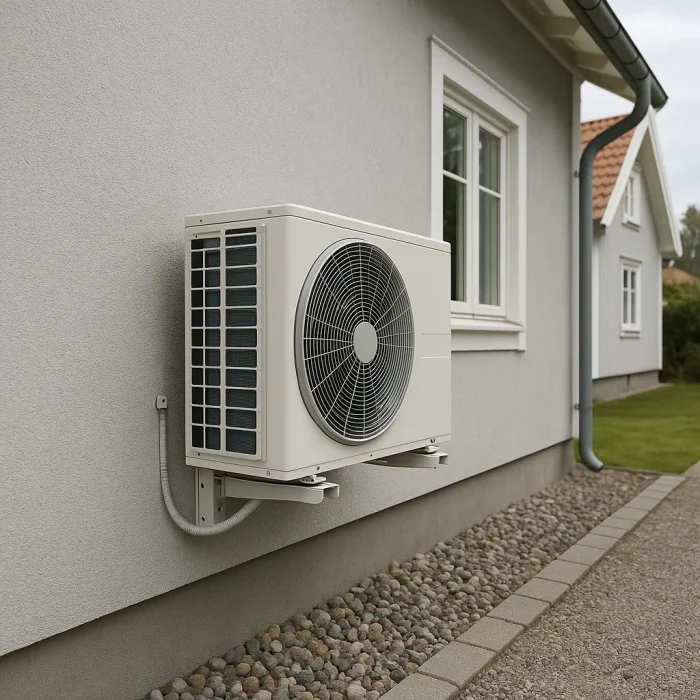 Elektriker installerar luftvärmepump i villa i Haninge